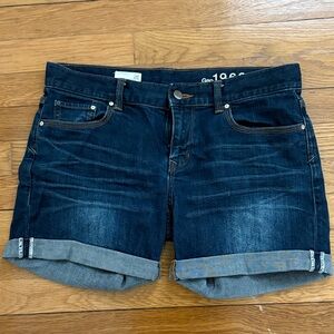 GAP Dark Blue Rolled Cuff Boyfriend Denim Shorts 26